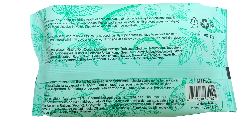 Hemp Seed Cucumber Makeup Remover Wipes