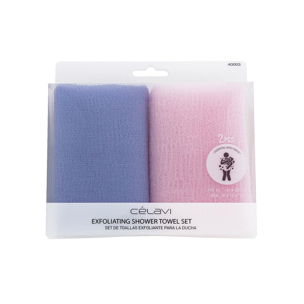 Celavi 2PC Exfoliating Shower Towel Set