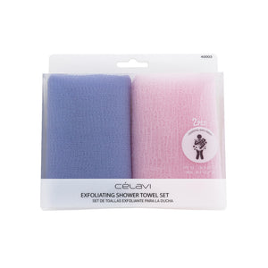 Celavi 2PC Exfoliating Shower Towel Set