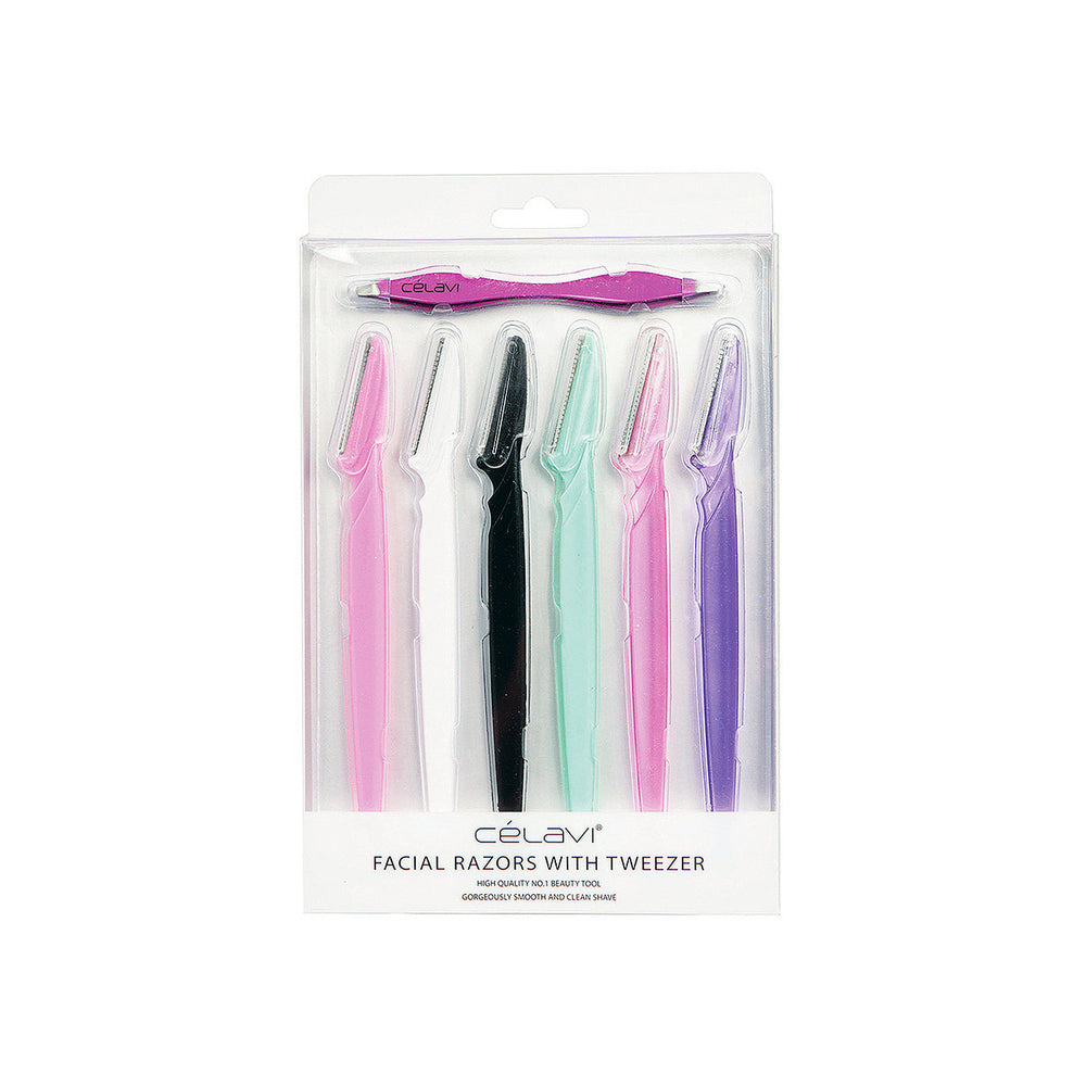 Celavi 6PC Facial Razors with Tweezer