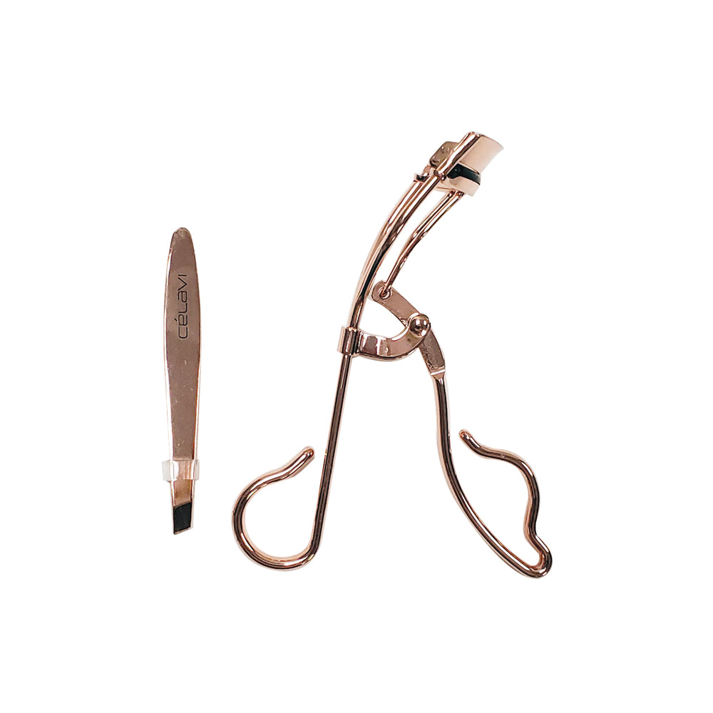 Celavi Gold Eyelash Curler & Tweezer Duo