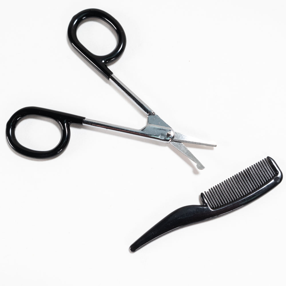 Mustache Scissors & Comb Grooming Set